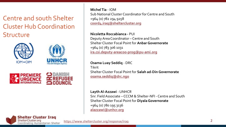 michel tia iom sub national cluster coordinator