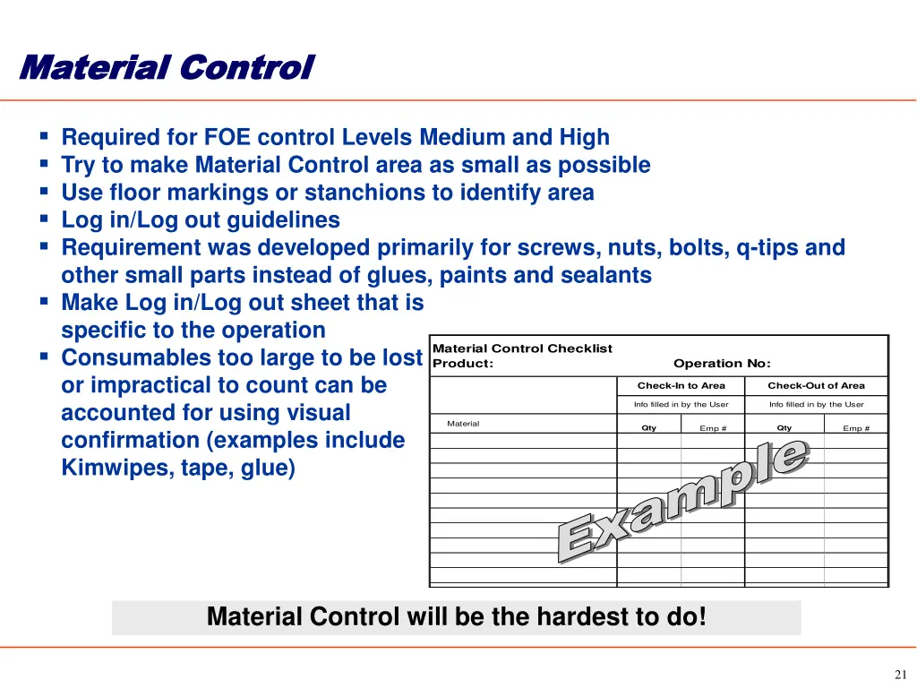 material control material control
