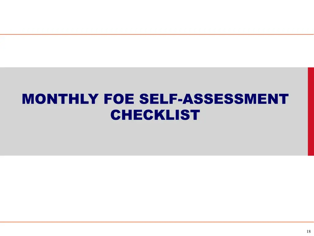 monthly foe self assessment checklist