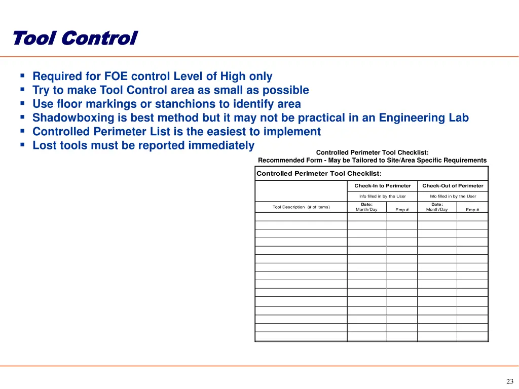tool control tool control