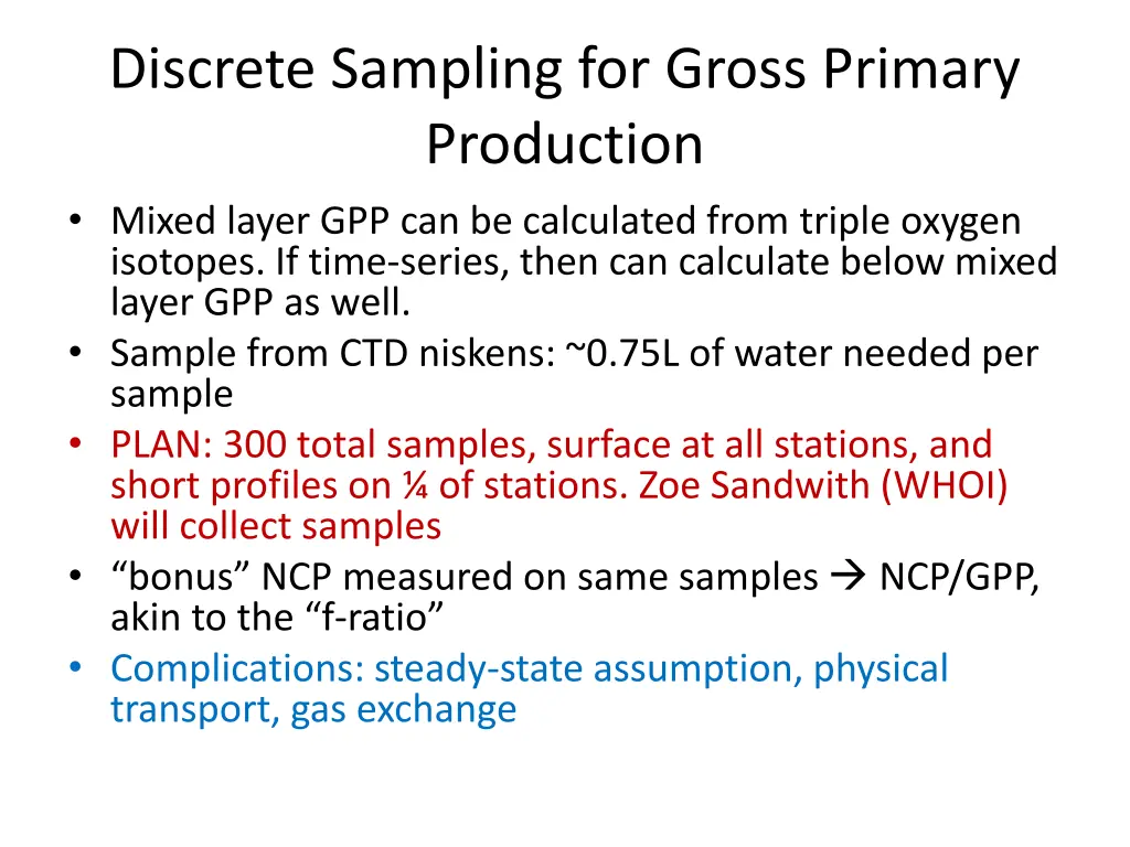 discrete sampling for gross primary production