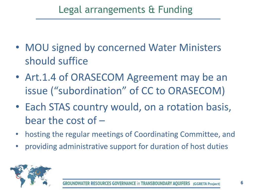 legal arrangements funding