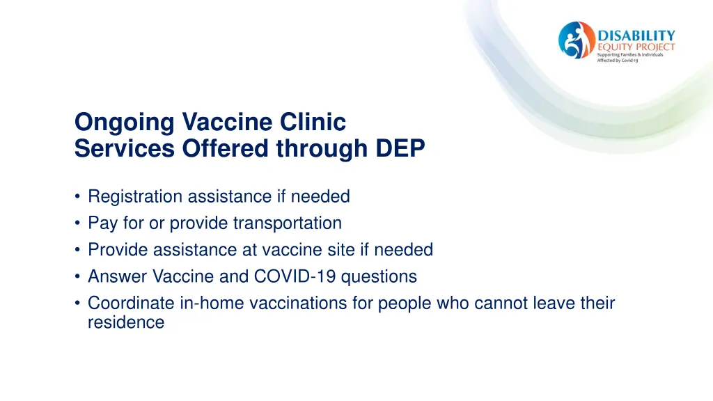 ongoing vaccine clinic services offered through