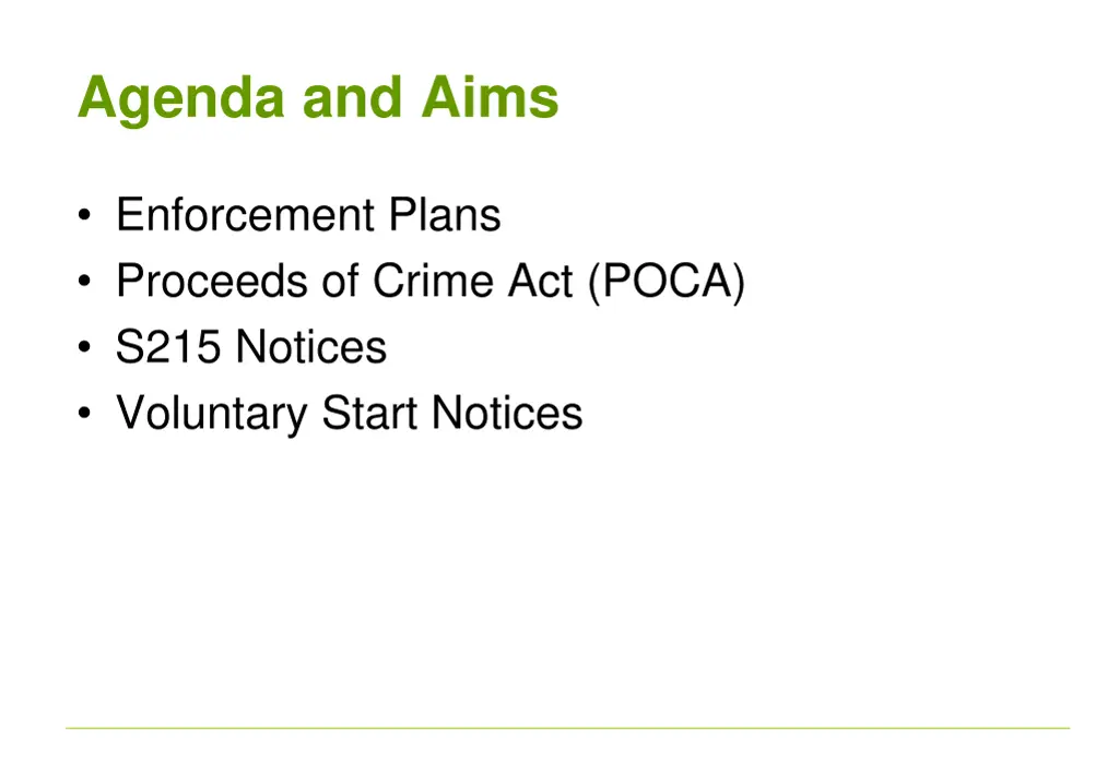 agenda and aims
