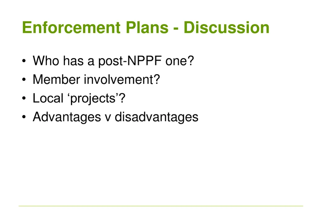 enforcement plans discussion