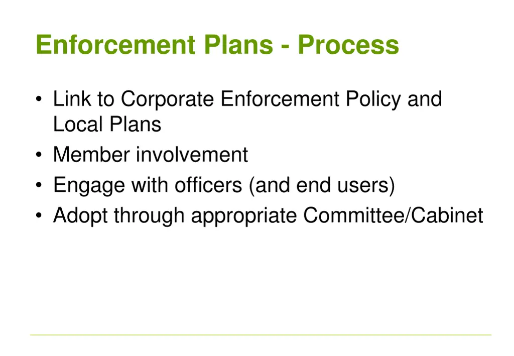 enforcement plans process