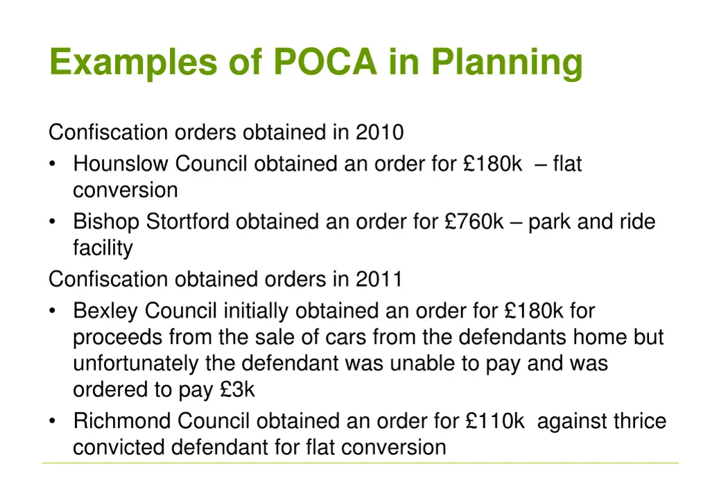 examples of poca in planning