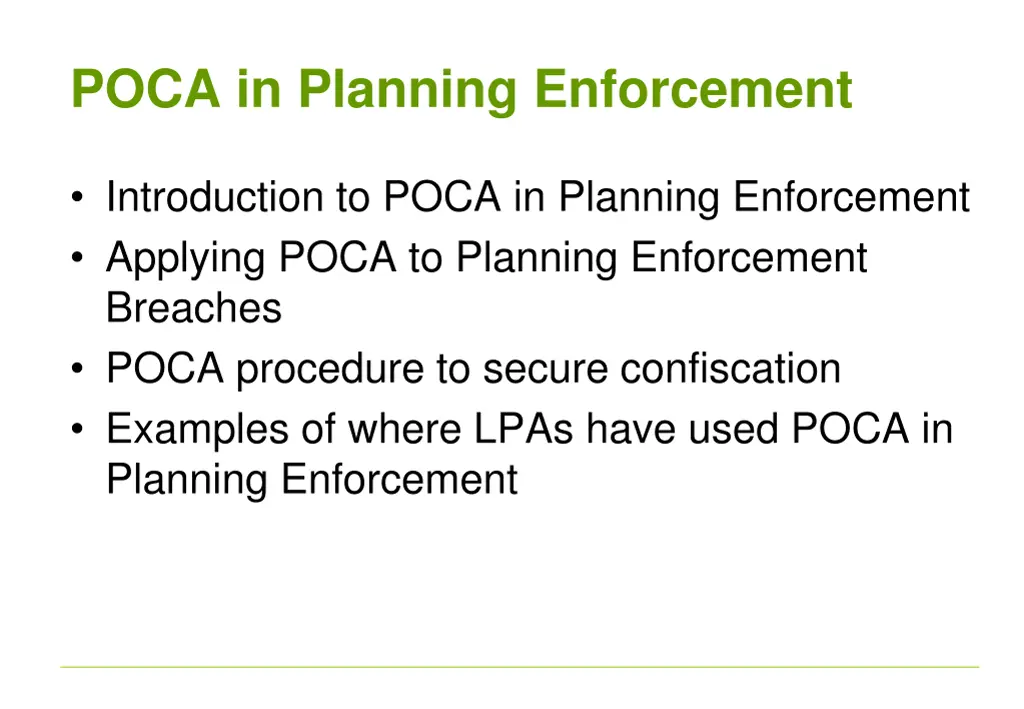 poca in planning enforcement