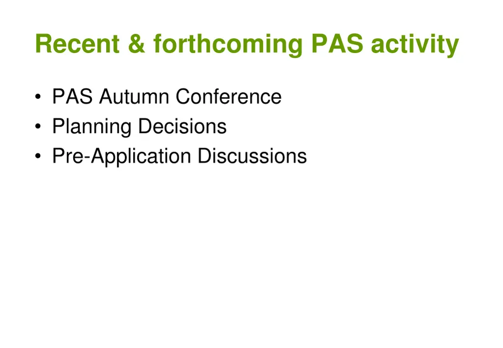 recent forthcoming pas activity