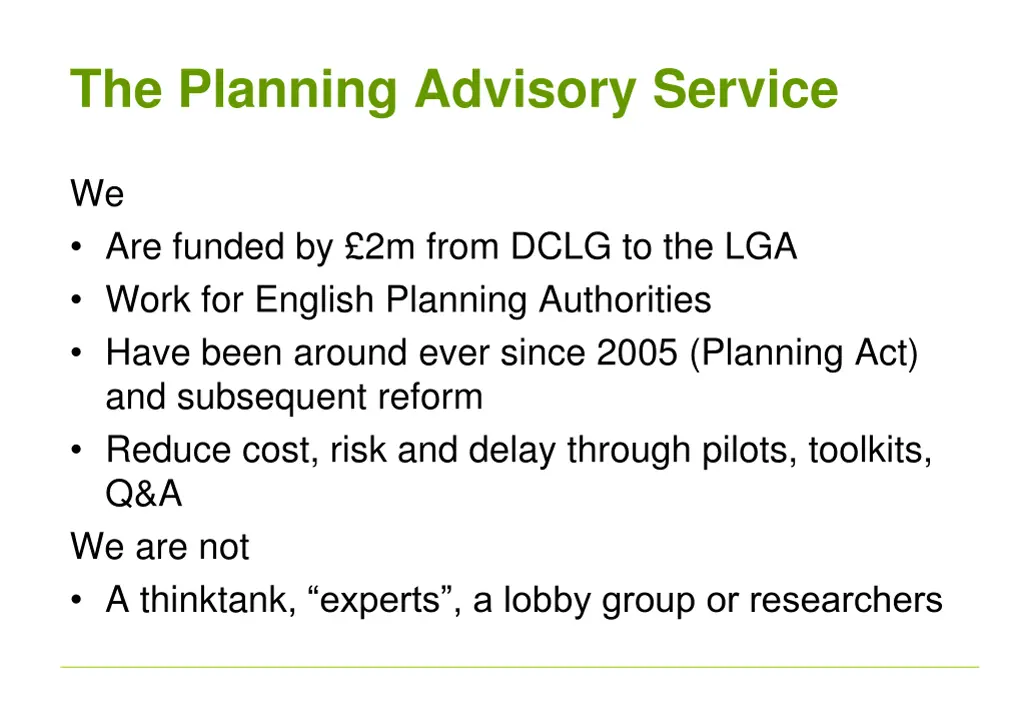 the planning advisory service