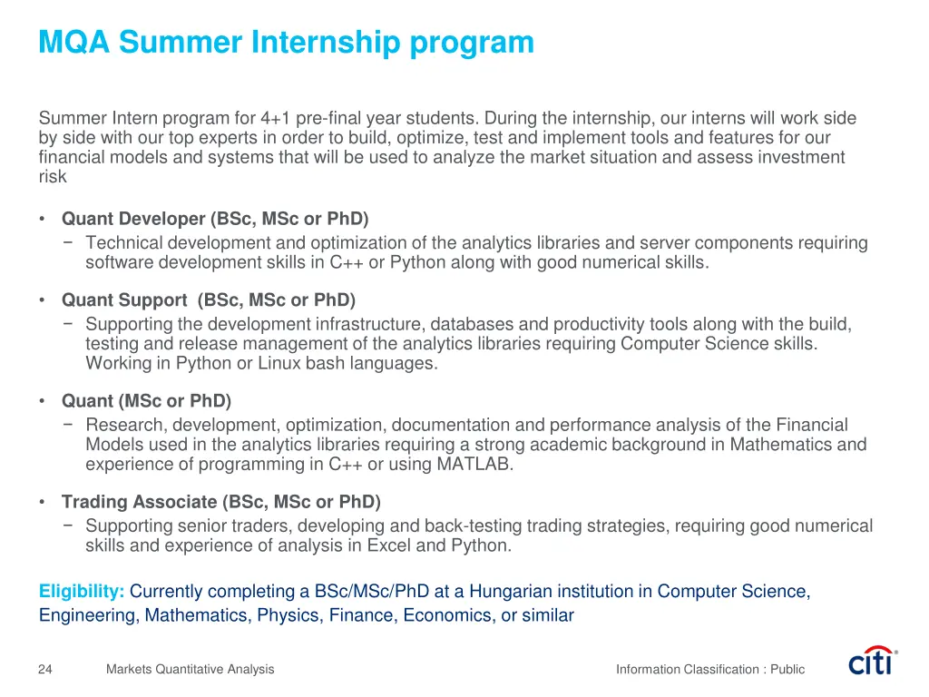 mqa summer internship program