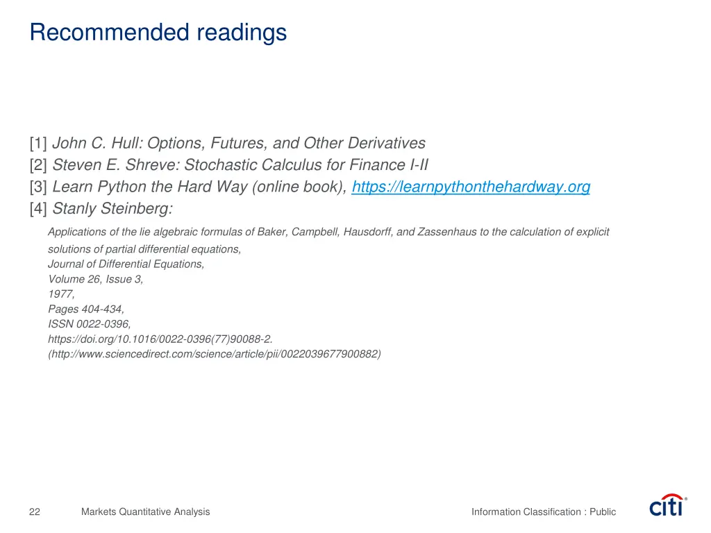 recommended readings