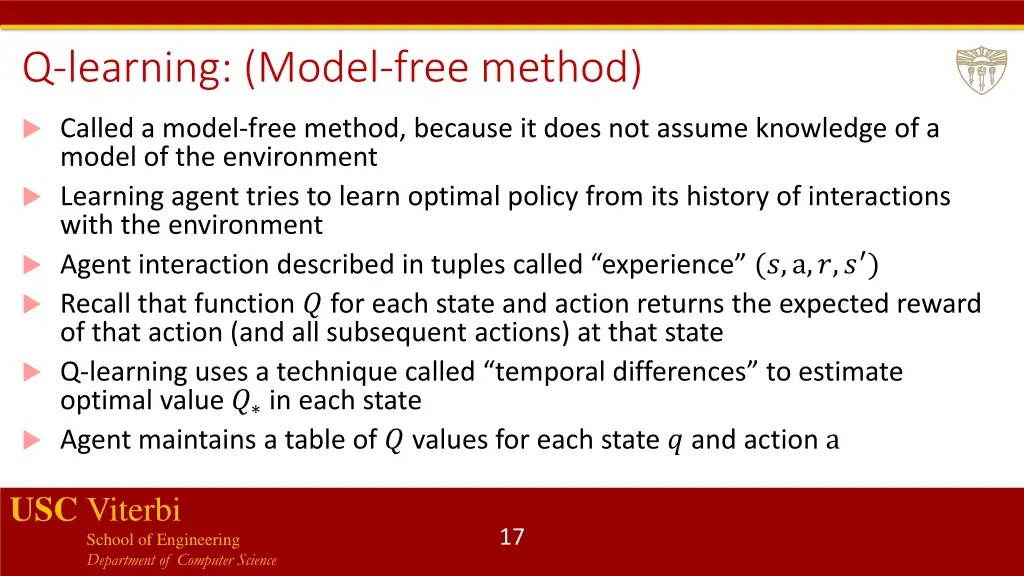 q learning model free method
