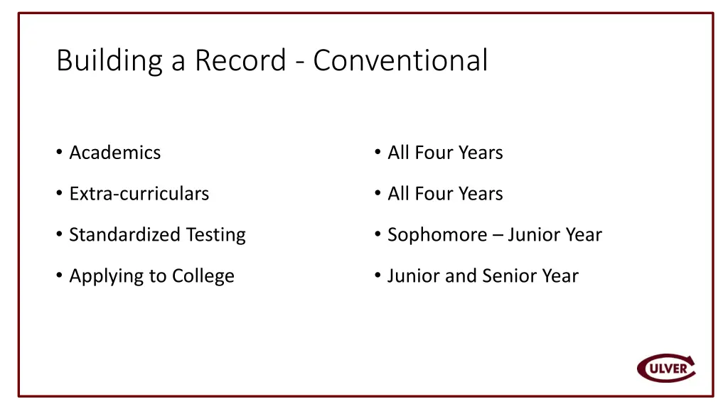 building a record conventional