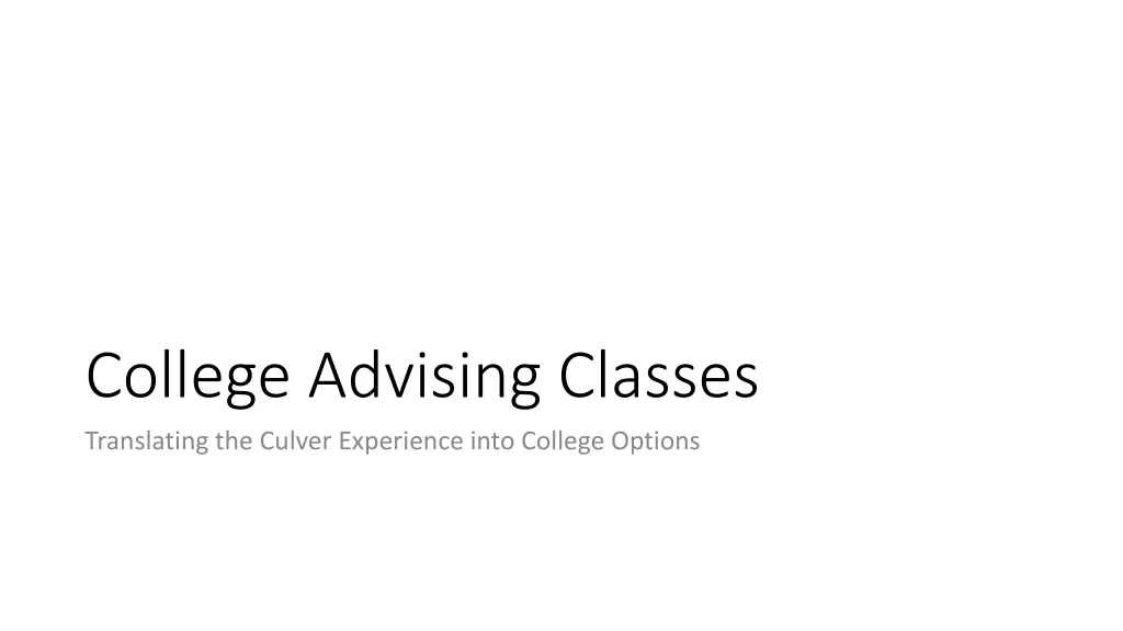 college advising classes translating the culver