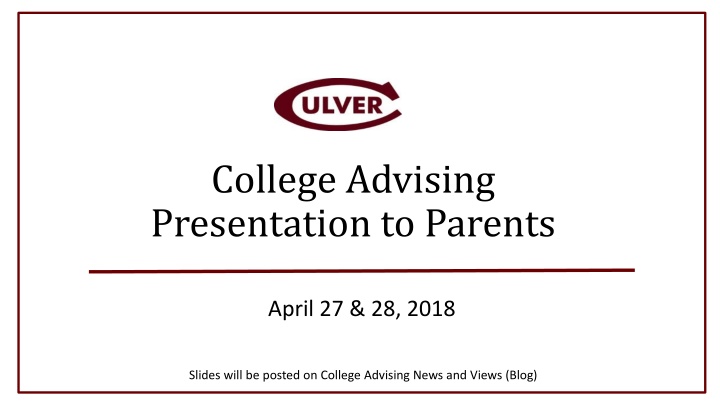 college advising presentation to parents