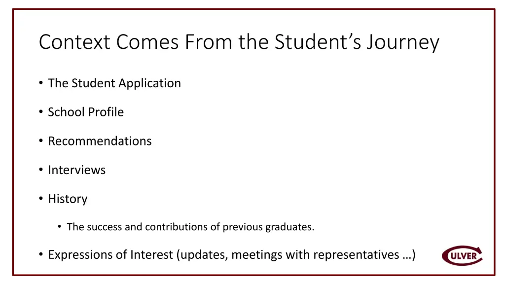context comes from the student s journey