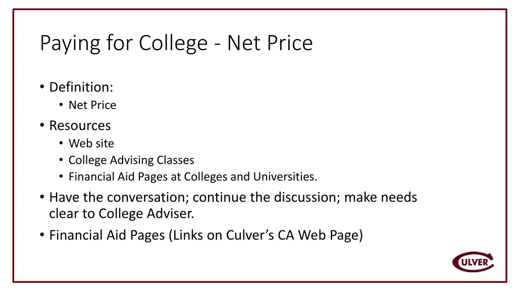 paying for college net price