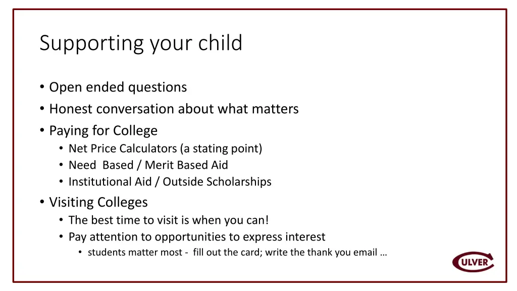 supporting your child