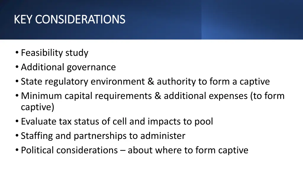 key considerations key considerations