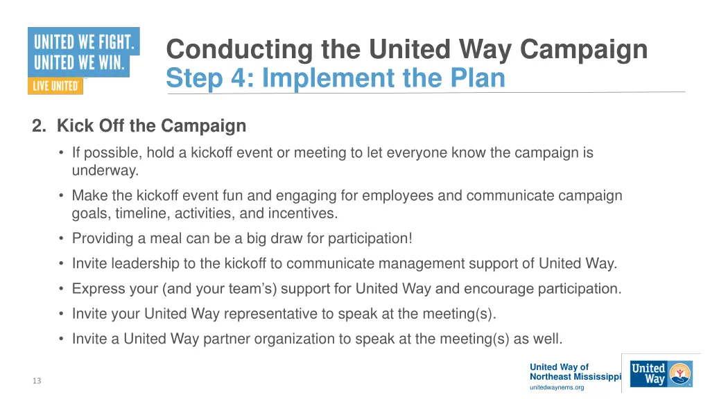 conducting the united way campaign step 2
