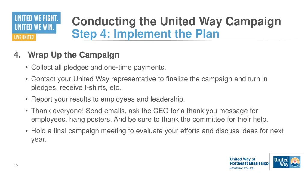 conducting the united way campaign step 4