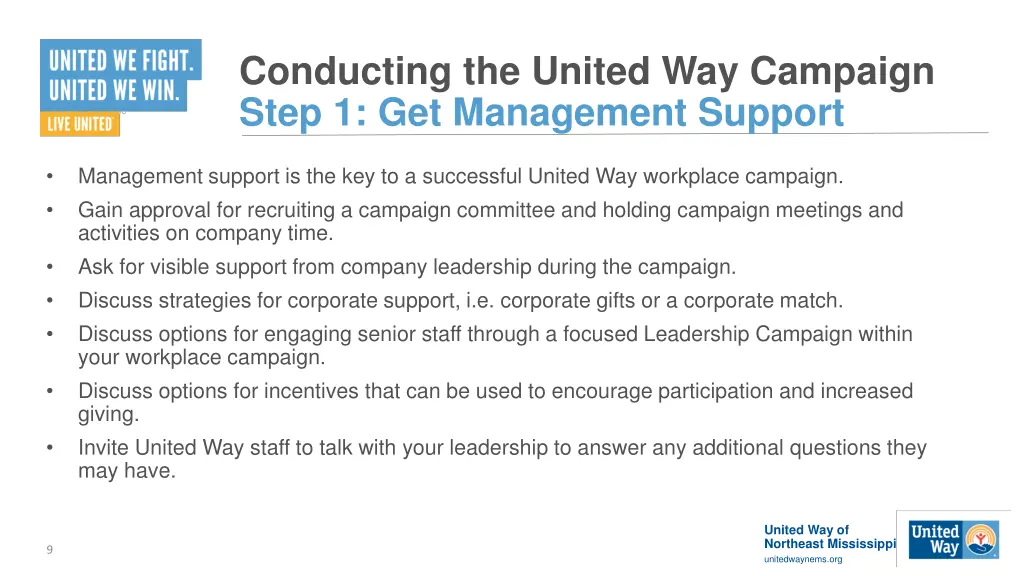 conducting the united way campaign step