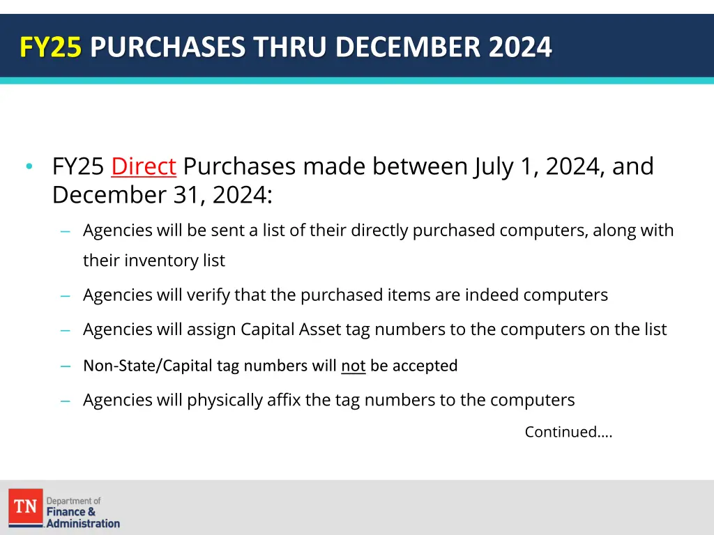 fy25 purchases thru december 2024