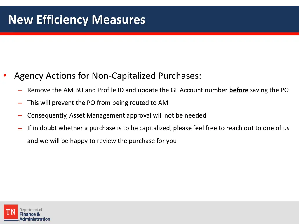 new efficiency measures