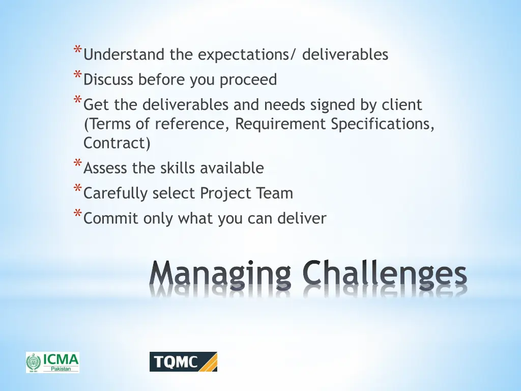 understand the expectations deliverables discuss