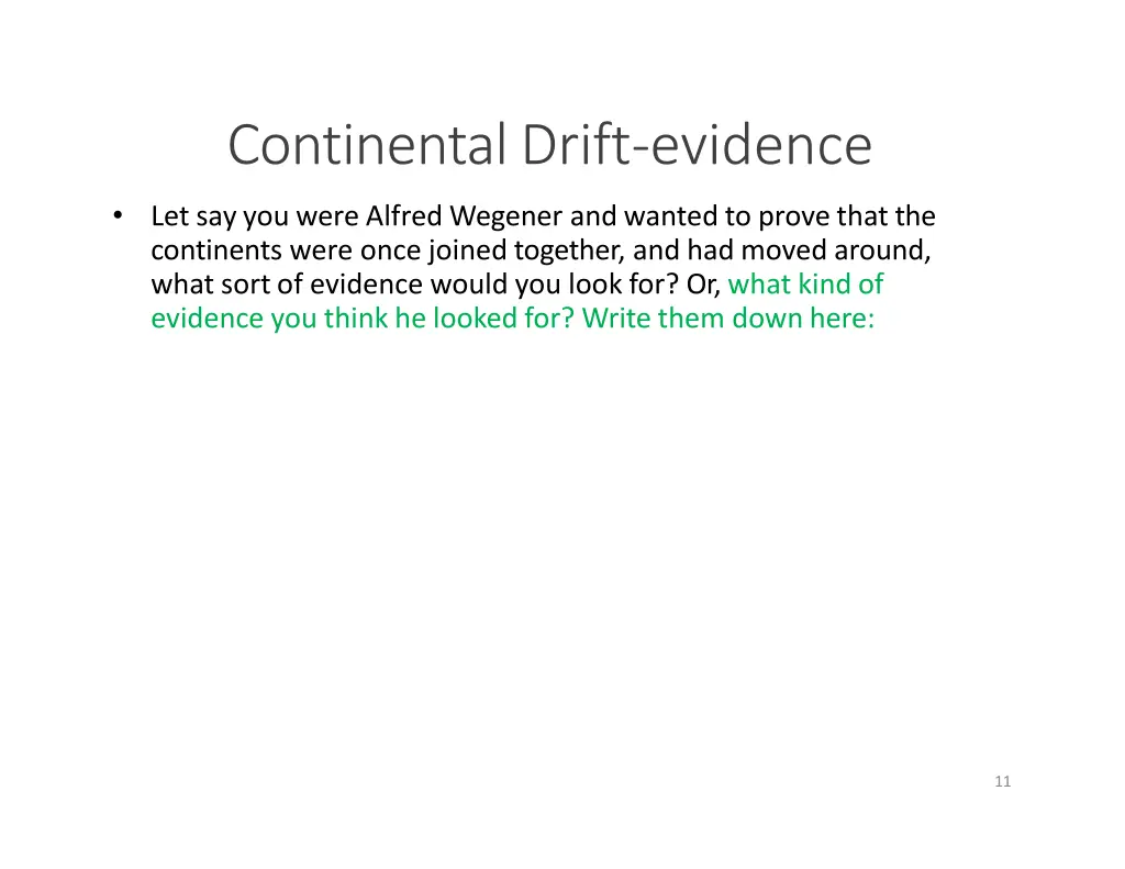 continentaldrift evidence