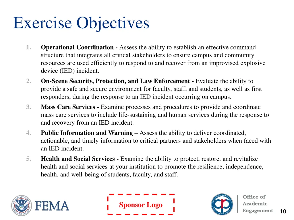 exercise objectives