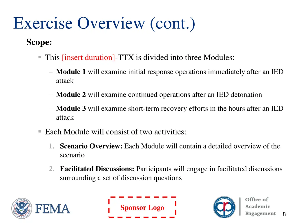exercise overview cont