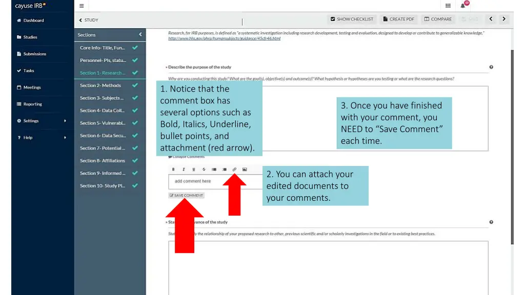 1 notice that the comment box has several options