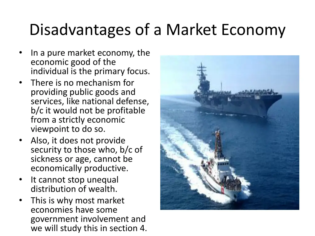 disadvantages of a market economy