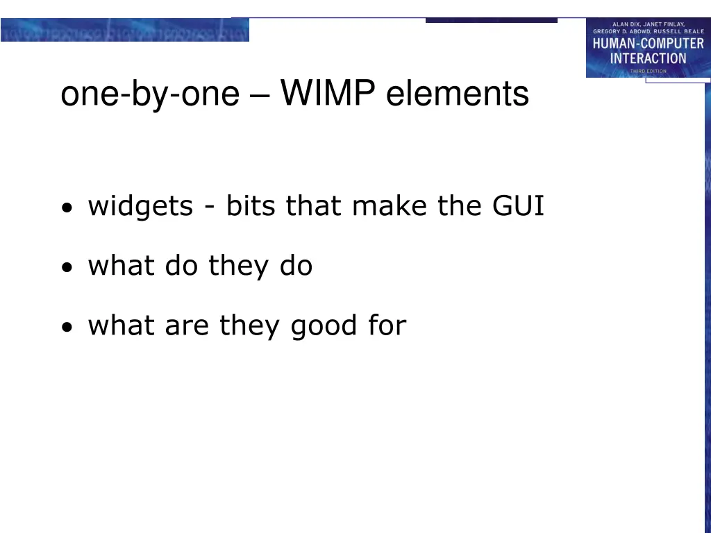 one by one wimp elements