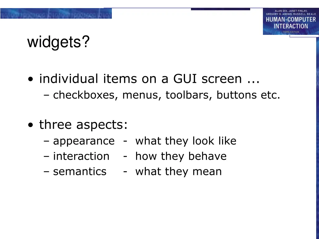 widgets