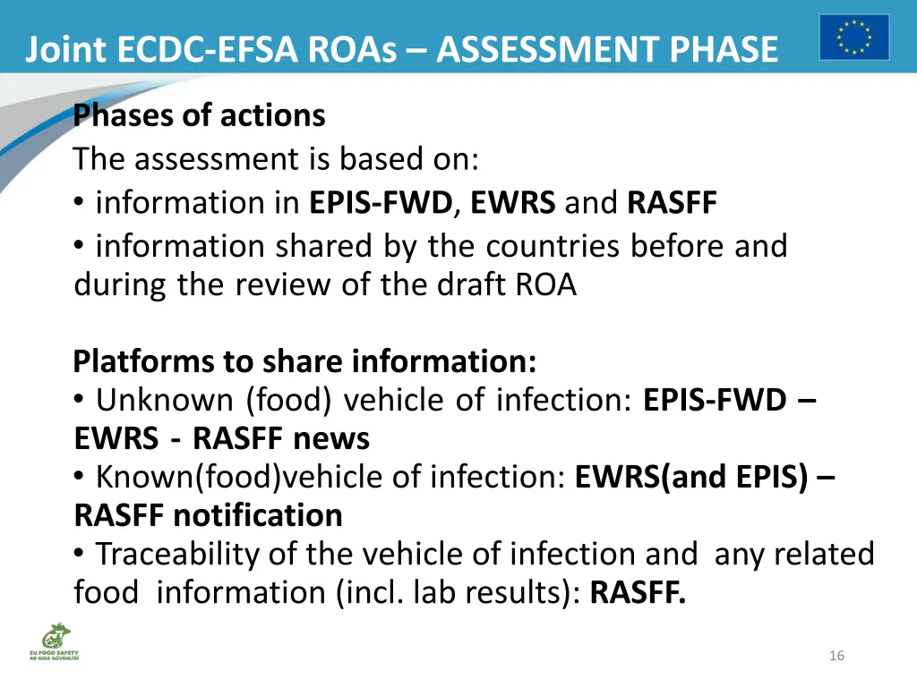 joint ecdc efsa roas assessment phase