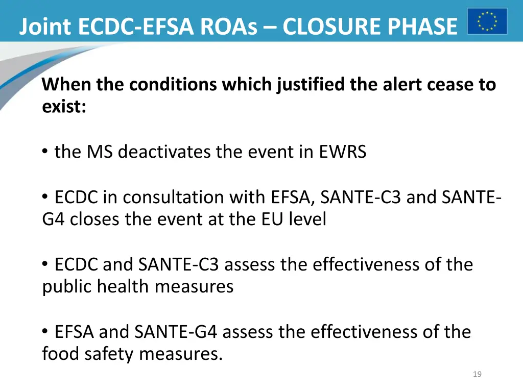 joint ecdc efsa roas closure phase