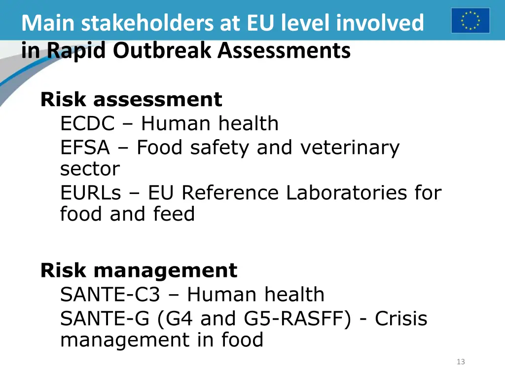 main stakeholders at eu level involved in rapid