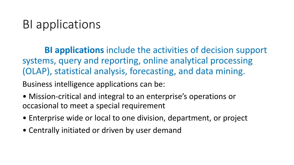 bi applications