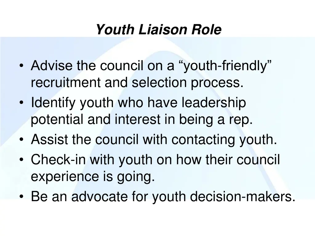 youth liaison role