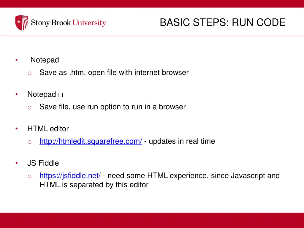 basic steps run code