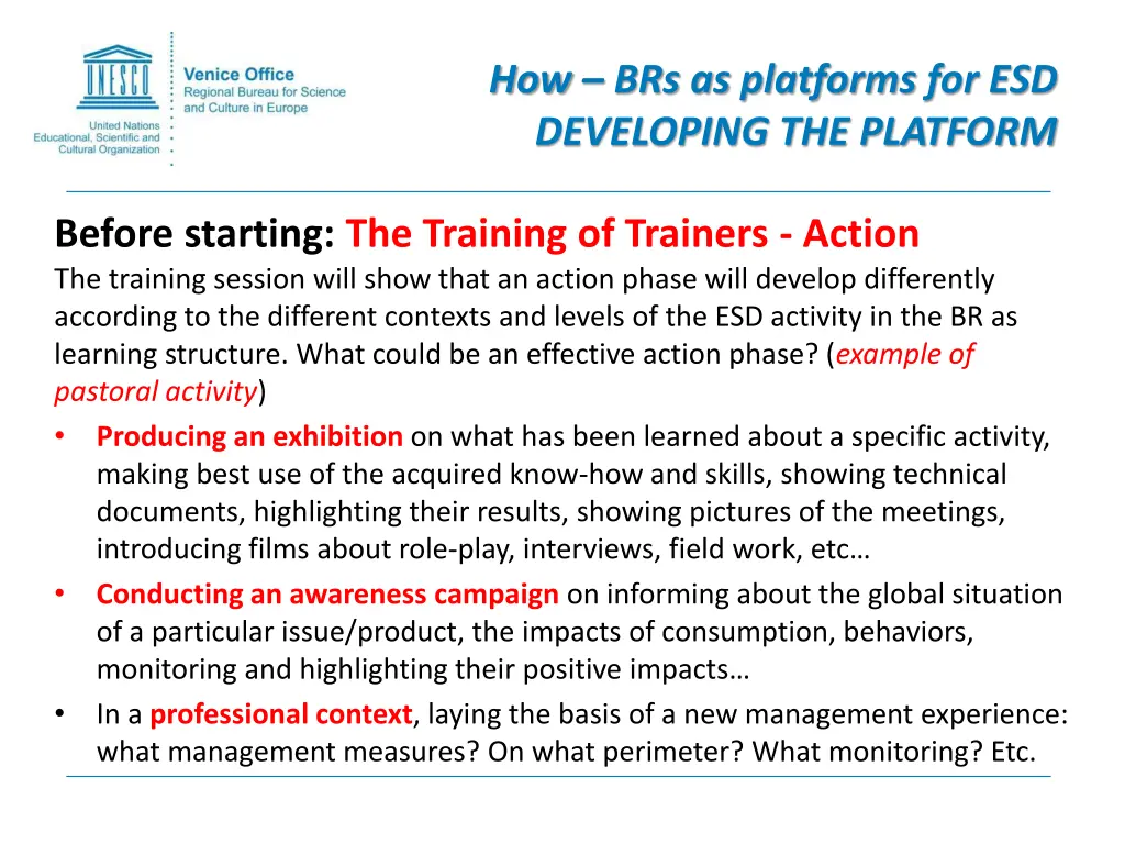 how brs as platforms for esd developing 3