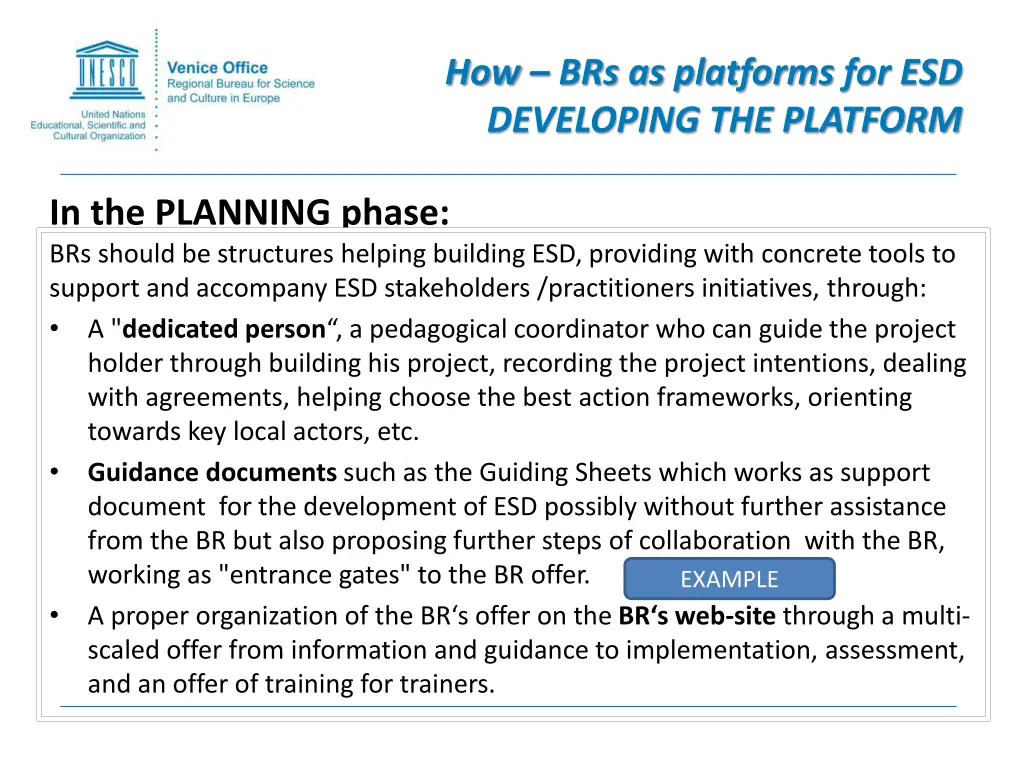 how brs as platforms for esd developing 5