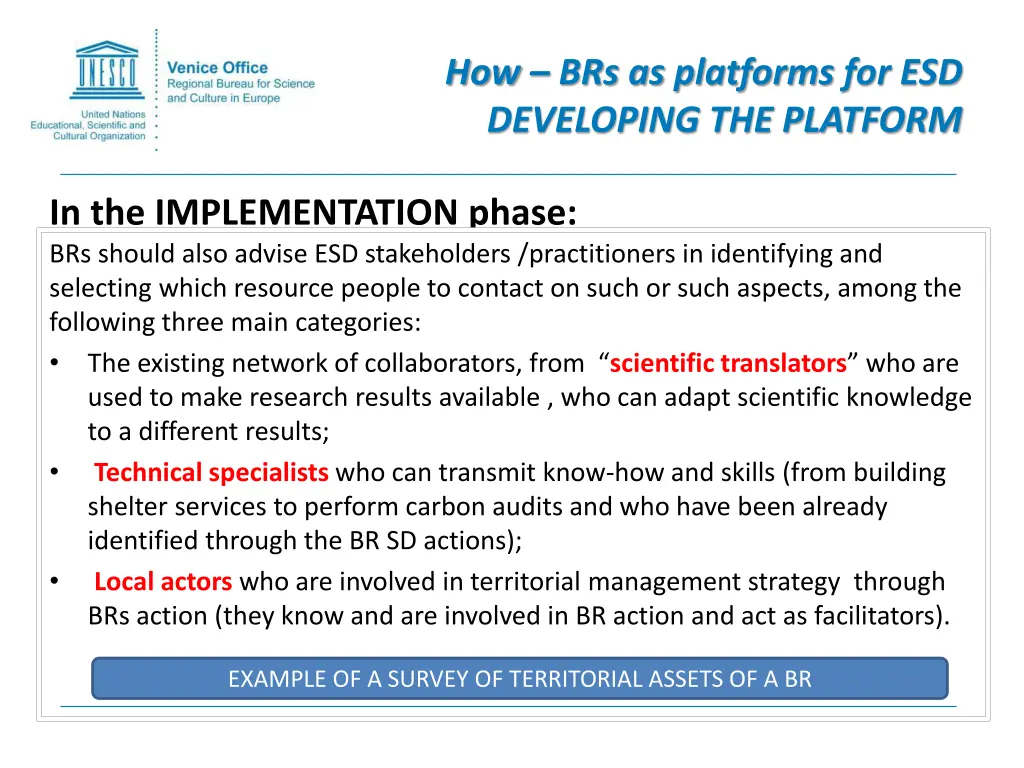 how brs as platforms for esd developing 9