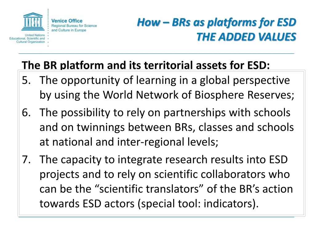 how brs as platforms for esd the added values 2