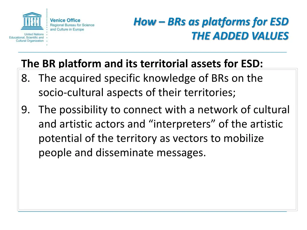 how brs as platforms for esd the added values 3