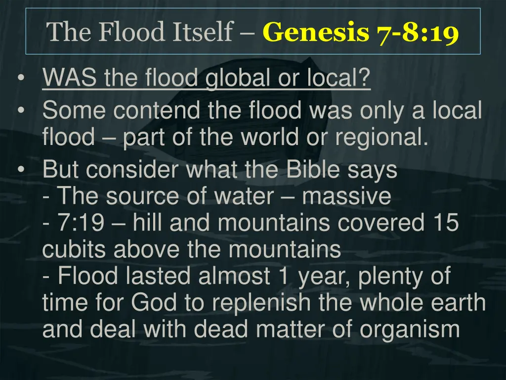 the flood itself genesis 7 8 19 3