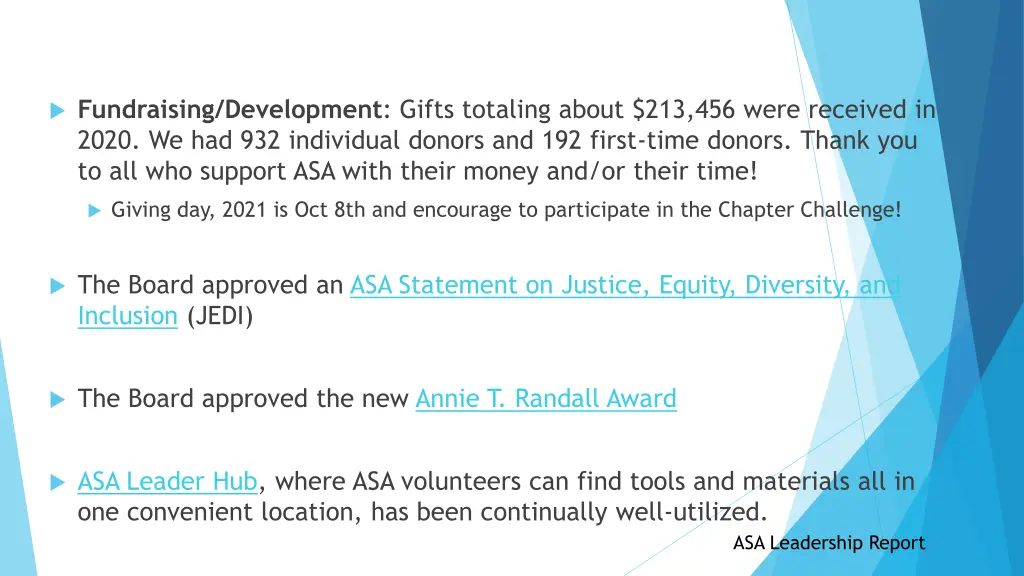 fundraising development gifts totaling about